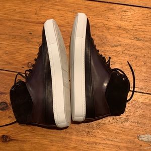 The Taft Fifth Ave Hightop Sneaker in Black. Spanish Suede. Full Grain Leather